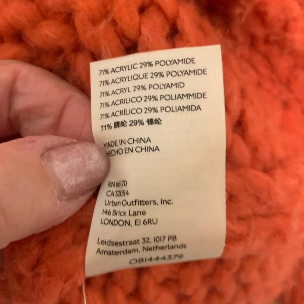 Free People Be There Chunky Knit Pullover Sweater Coral Oversized Small